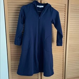 Navy Blue Hooded Fleece Robe